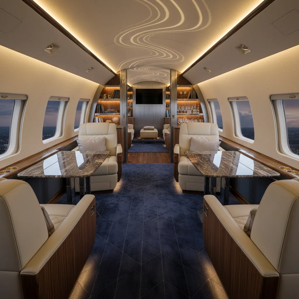Airplane control dashboard signifying journey distance and duration