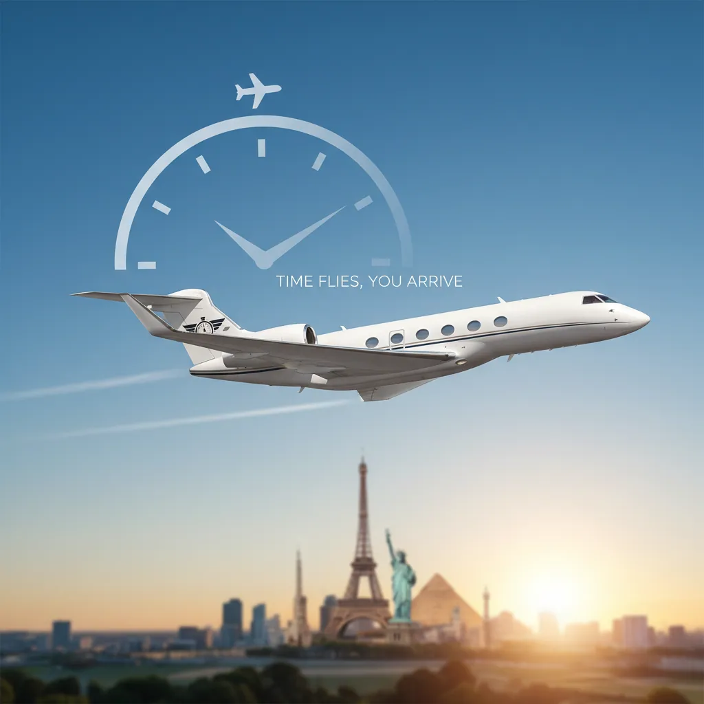 A private jet in mid-air symbolizing convenient and time-saving travel