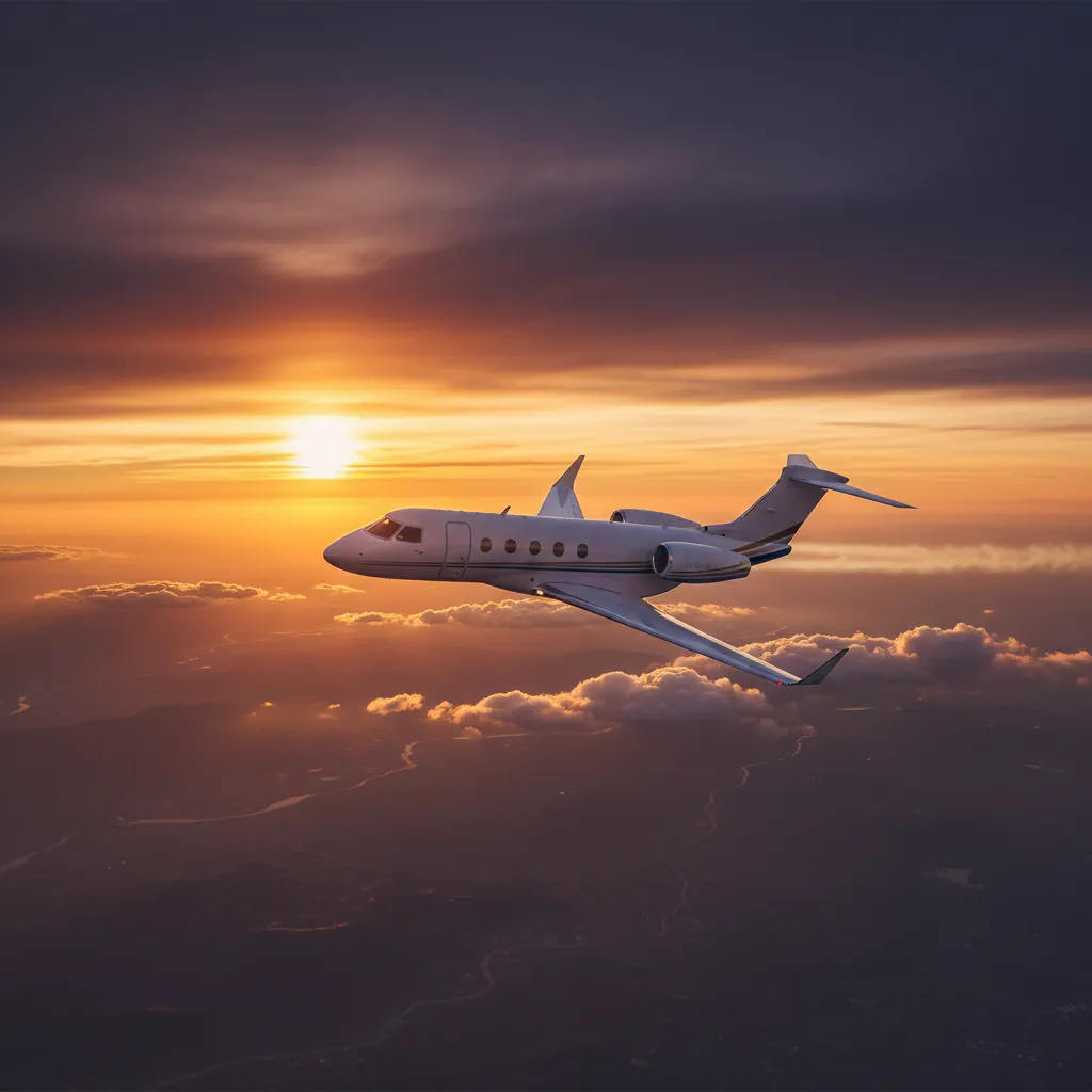 A sleek private jet on the tarmac preparing for a charter flight.
